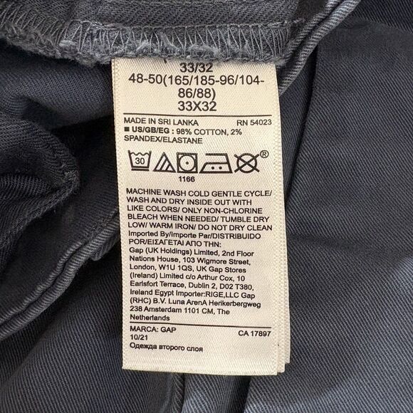 Gap Pants Chino Mens 33x32 Straight Fit Blue Performance Flat Front Khaki Casual - Picture 4 of 10